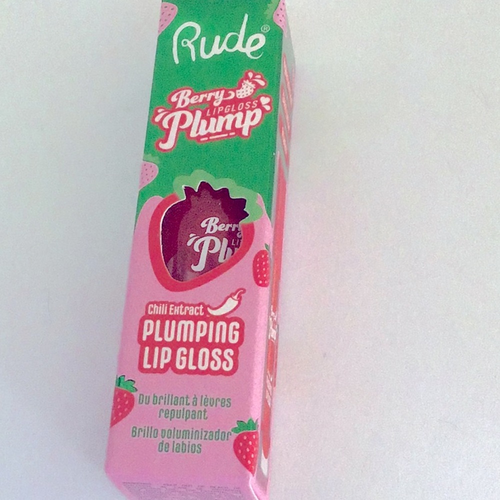 Rude Cosmetics Berry Plumping lip gloss Pink Sugar. Hyaluronic Acid Shea Butter